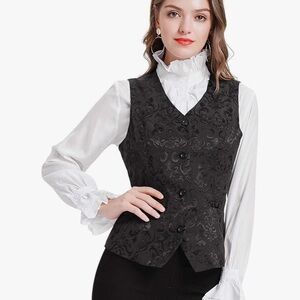 NWT GRACE KARIN Waistcoat Vest Steampunk Dress Jacquard Jacket Brocade 2XL